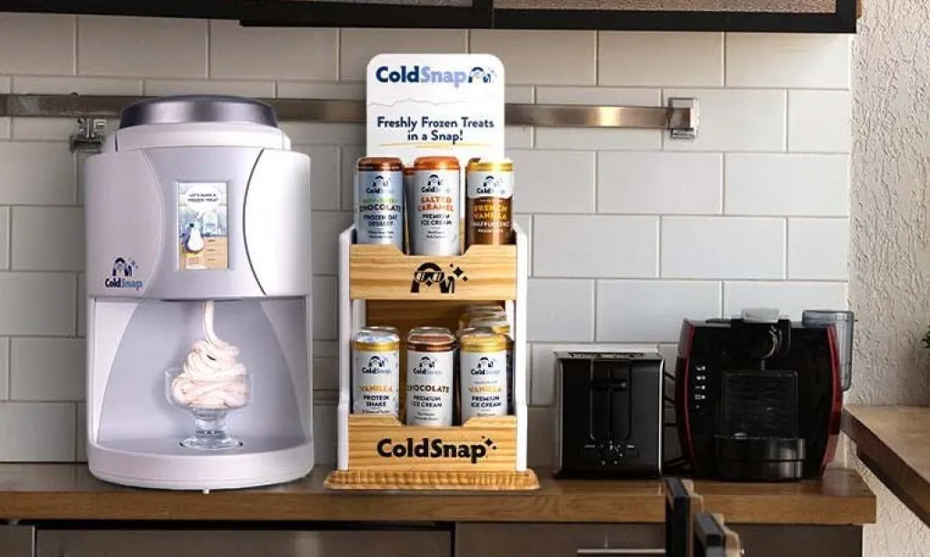 ColdSnap ice cream machine on countertop next to other kitchen appliances